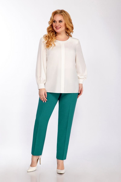 Блуза, брюки, жилет Элль-стиль 2132 зеленый - фото 5