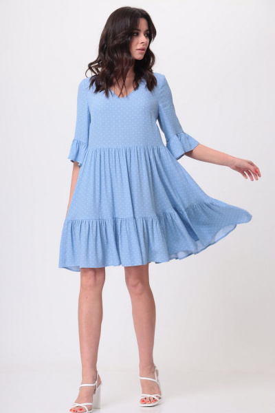 Платье Le Collect 290-3 голубой_принт - фото 3