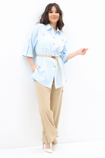 Блуза, брюки Магия моды 2093 голубой+беж - фото 3