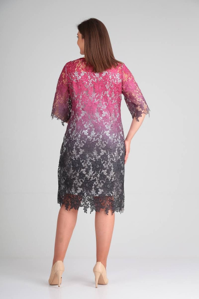 Платье Avenue Fashion 1101 темно-розовый+серый - фото 4