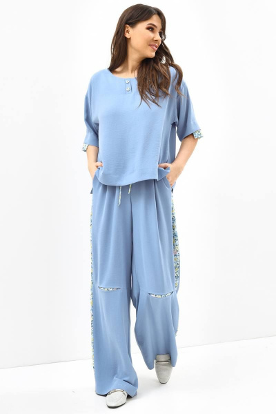 Блуза, брюки Teffi Style L-1533 голубой - фото 1