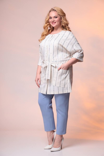 Блуза, брюки, жакет Romanovich Style 3-2377 беж/голубой - фото 9