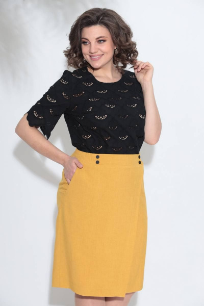 Блуза, юбка Romanovich Style 2-2348 черный/горчица - фото 5