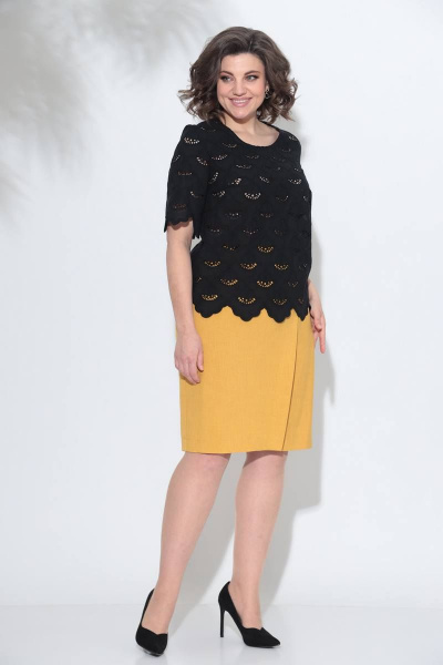 Блуза, юбка Romanovich Style 2-2348 черный/горчица - фото 4