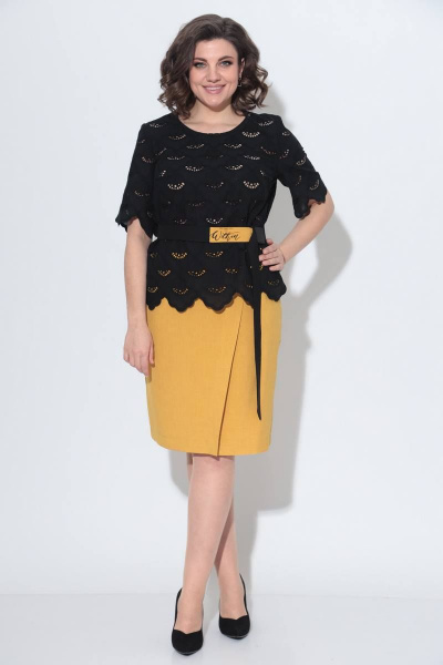 Блуза, юбка Romanovich Style 2-2348 черный/горчица - фото 1