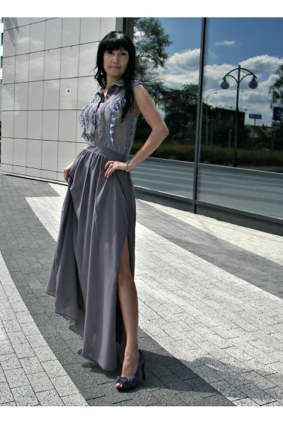 Платье AMORI 9090 серый - фото 1