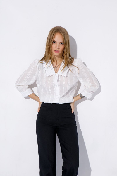 Блуза, брюки PiRS 3988 молочный+черный - фото 4