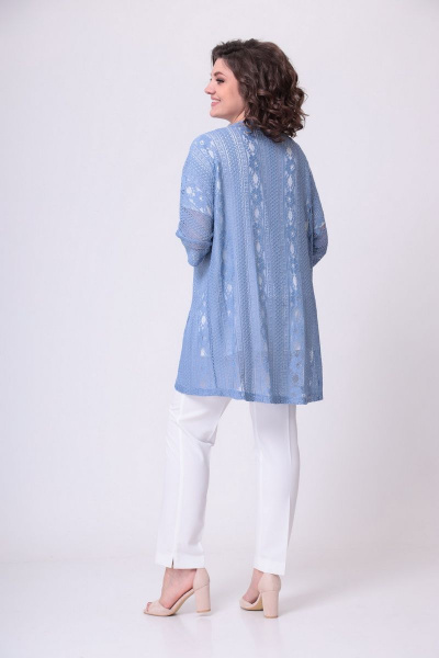 Блуза, брюки, кардиган LadisLine 1455 белый+голубой - фото 3