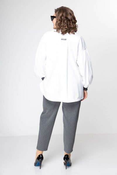 Блуза, брюки EVA GRANT 101 белый+серый_в_полоску - фото 5