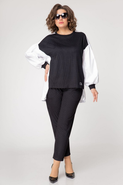 Блуза, брюки EVA GRANT 101 черный/белый - фото 1