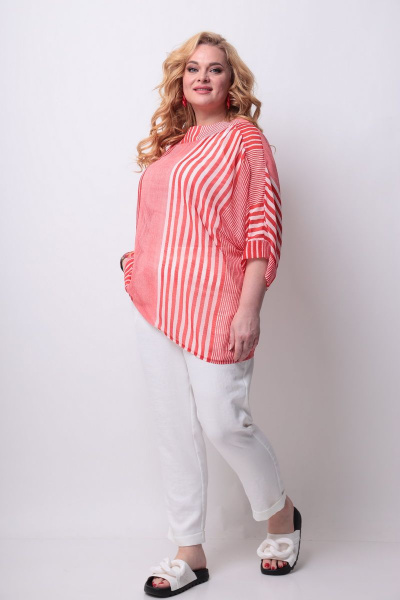 Блуза, брюки, топ Michel chic 1296 красный-белый - фото 4