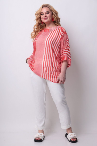 Блуза, брюки, топ Michel chic 1296 красный-белый - фото 1