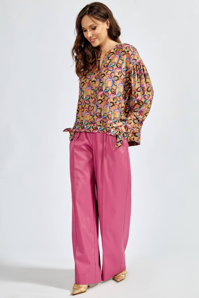 Блуза Teffi Style L-1641 цветная_фиалка - фото 3