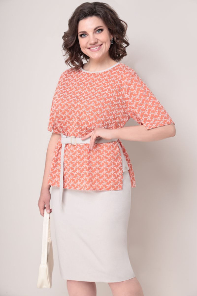 Блуза, юбка VOLNA 1247 персиково-бежевый - фото 2