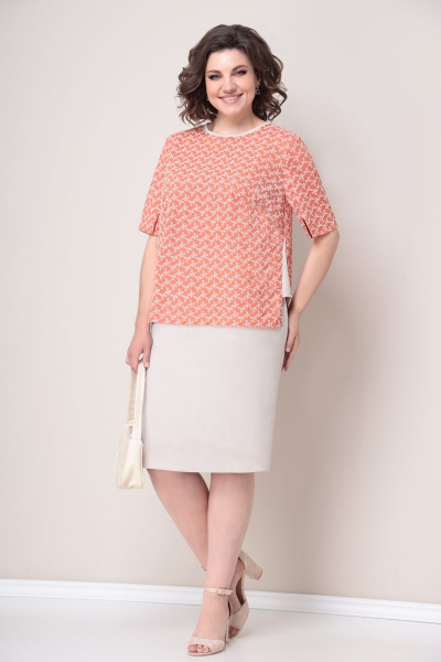 Блуза, юбка VOLNA 1247 персиково-бежевый - фото 4