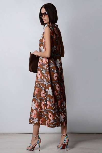 Платье PATRICIA by La Cafe F15287 коричневый,терракотовый - фото 3