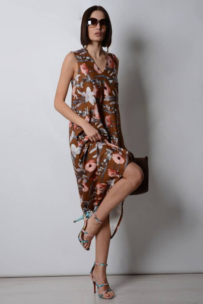 Платье PATRICIA by La Cafe F15287 коричневый,терракотовый - фото 2