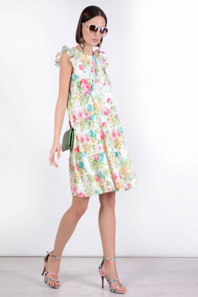 Платье PATRICIA by La Cafe NY15145 белый,розовый - фото 2