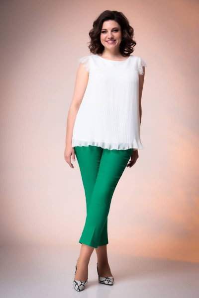 Блуза, брюки Romanovich Style 2-2388 белый/зелень - фото 1