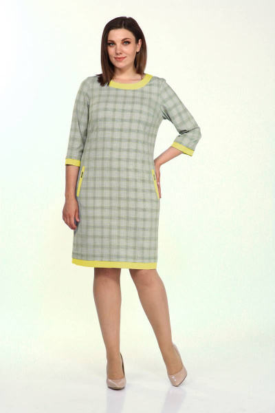Платье Lady Style Classic 1427/7 серый_с_желтым - фото 1