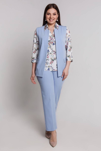 Блуза, брюки, жилет Art Oliya 56 голубой - фото 3