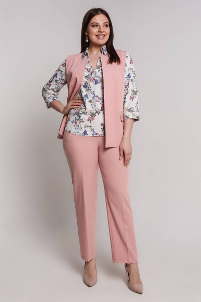 Блуза, брюки, жилет Art Oliya 56 розовый - фото 1