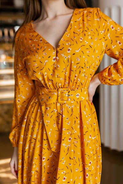 Платье KRASA - Danaida 186-22 желтый_в_цветы - фото 3