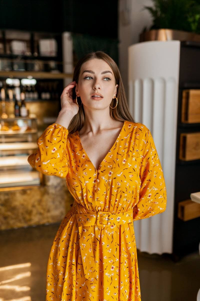 Платье KRASA - Danaida 186-22 желтый_в_цветы - фото 2