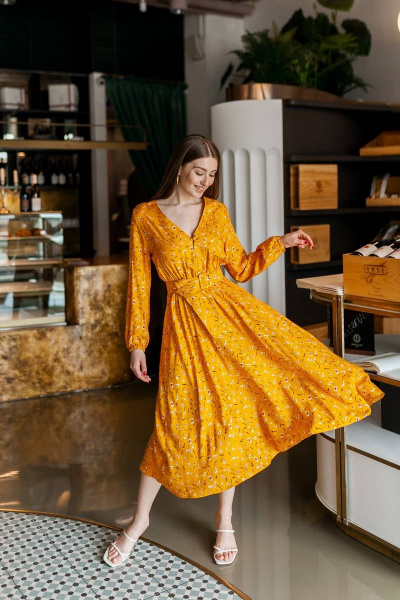 Платье KRASA - Danaida 186-22 желтый_в_цветы - фото 1