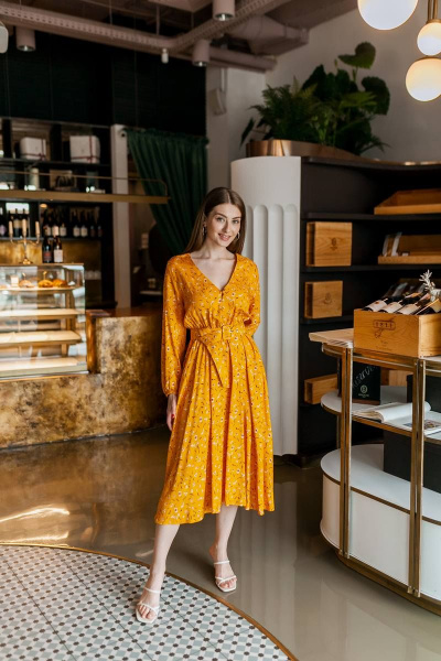 Платье KRASA - Danaida 186-22 желтый_в_цветы - фото 4