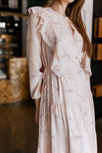 Платье KRASA - Danaida 293-22 розовый/веточки - фото 5