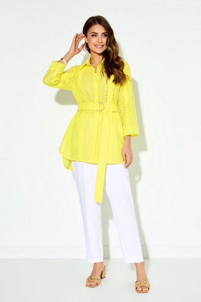 Блуза, брюки TEZA 3923 желтый+белый - фото 1