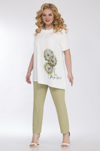 Блуза, брюки Matini 1.1504 белый/зелень - фото 2