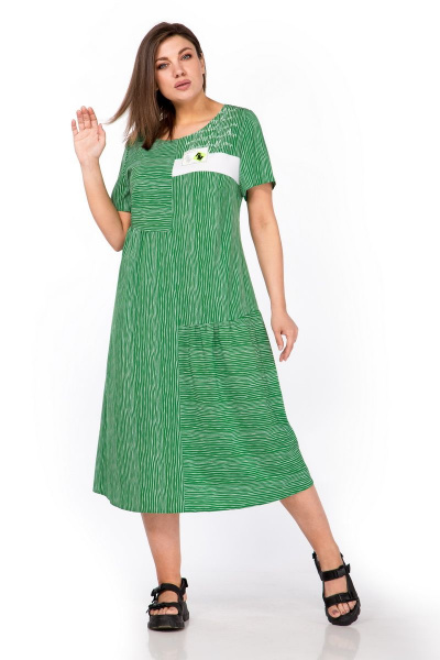 Платье Мишель стиль 1051 зелено-белый - фото 1