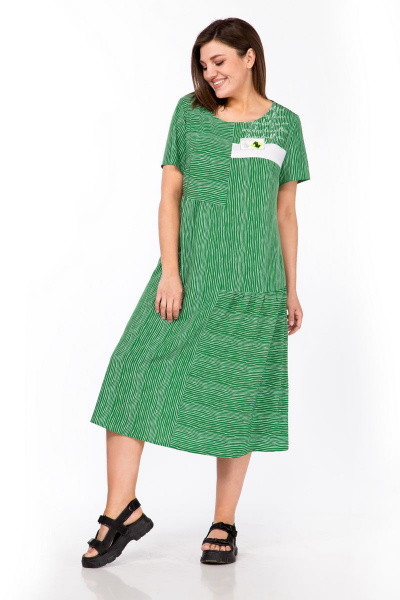 Платье Мишель стиль 1051 зелено-белый - фото 2