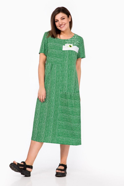 Платье Мишель стиль 1051 зелено-белый - фото 5