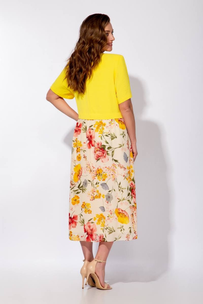 Платье Olegran 1024 желтый+цветы - фото 2
