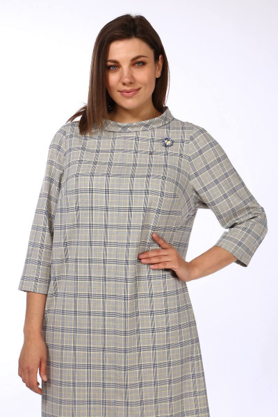 Платье Lady Style Classic 1520/1 серый_с_желтым/клетка - фото 4