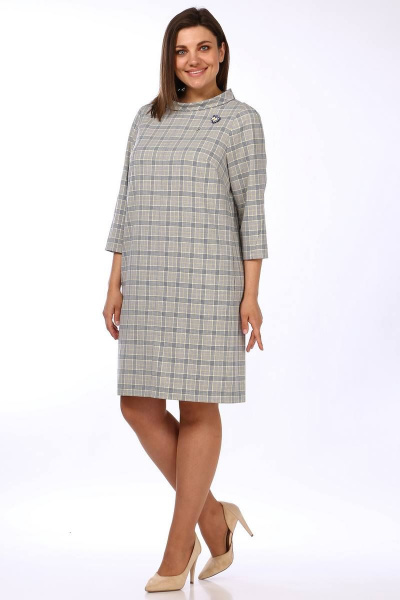 Платье Lady Style Classic 1520/1 серый_с_желтым/клетка - фото 2