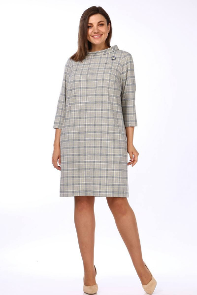 Платье Lady Style Classic 1520/1 серый_с_желтым/клетка - фото 1