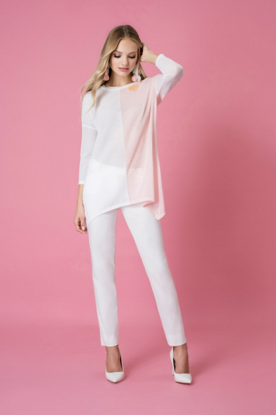 Блуза Elema 2К-8762-1-164 белый/розовый - фото 1