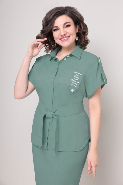 Блуза, юбка VOLNA 1237 мятно-зеленый - фото 3