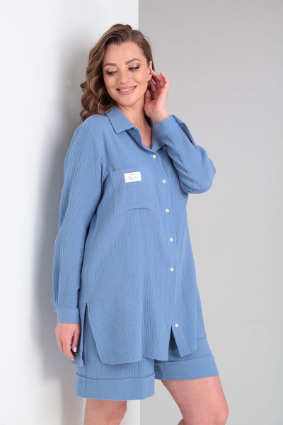 Блуза, шорты Диомант 1792 голубой - фото 4