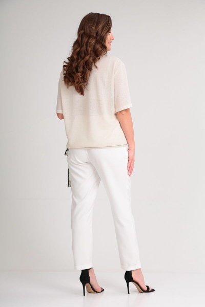 Блуза, брюки Michel chic 1302 белый-бежевый - фото 6