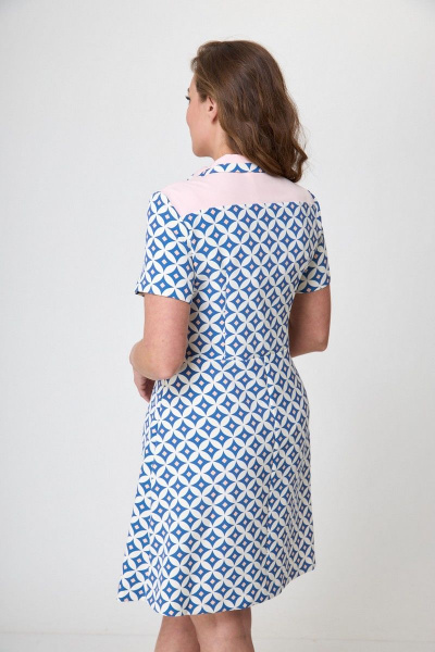 Платье Anelli 490 голубой+розовый - фото 3