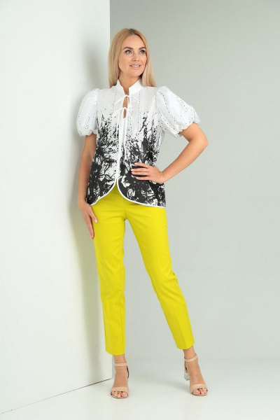 Блуза, брюки Gamma Gracia 560 желтый-белый-черные-разводы - фото 2