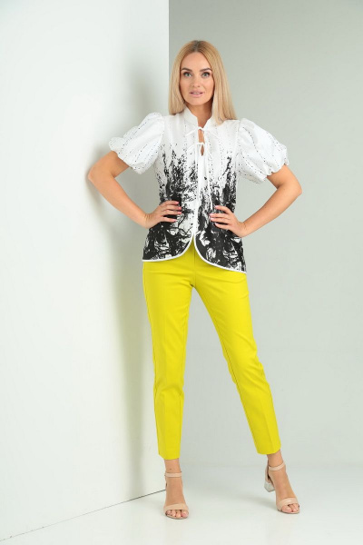 Блуза, брюки Gamma Gracia 560 желтый-белый-черные-разводы - фото 1