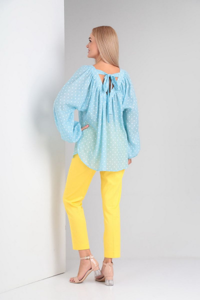 Блуза, брюки Gamma Gracia 567 желтый-голубой-белый-горох - фото 5