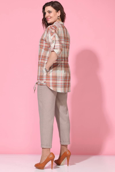 Блуза, брюки Lady Style Classic 2058/9 коричневые_тона/клетка - фото 2