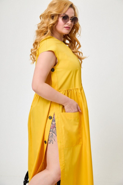 Платье Anelli 1059 желтый - фото 7